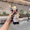 Calça de Couro Pelúcia Chaveiro de Boneca Urso Desenho Animado Criativo Boneca Laço Boneca Casal Pingente de Bolsa Melhor Amigo