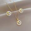 [conjunto] Moda Transfronteriza Elegante Lujo Lleno de Circonio Elementos Finos Viento Cobre Microincrustaciones Pendientes Collar conjunto Combinación