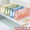 Estuche de malla transparente para estudiantes, especializado para exámenes, de doble capa, tridimensional, bolsa triangular de papelería de gran capacidad