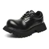 Zapatos de Moda Tendencia Estilo Pareja Suela Gruesa Nicho Casual de Piel Zapatos Negros Tendencia Británica Callejera Dropshipping