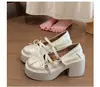 Zapatos de tacón alto para mujer, estilo dulce de otoño con lazo, punta redonda, zapatos Mary Jane de tacón grueso 2026 para niñas