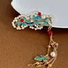 Nuevo Estilo Chino Estilo Antiguo Xiangyun Perla Borla Pasador Lateral Hanfu Accesorios para el Cabello Par de Pinzas Clásico Guofeng Pin Azul Quemado para Mujeres