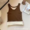 Chaleco grueso cálido con forro polar para otoño e invierno, prenda exterior sin mangas para mujer con almohadilla en el pecho, ropa interior cálida a prueba de frío, chaleco interior para niña