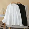 [Especial] Talla Plus de 100 kg Otoño Nuevo Elegante Artístico Cuello de Encaje Camisa de Manga Larga 0966