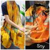 Bufanda elegante de seda Hangzhou con protección solar y letras para mujer, ideal para primavera y otoño, fina y larga, chal de satén de verano.