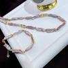 Collar de Perlas Naturales Barrocas Moradas de Venta Caliente de Otoño para Mujer, Collar para Clavícula de Lujo Ligero de Alta Gama Estilo Francés