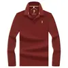 Camisa polo de manga larga de lujo ligero para hombre, hecha de algodón mercerizado, color liso, con un pequeño bordado de caballo en el cuello, adecuada para el uso diario y para ir al trabajo en primavera y otoño