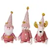 Decoraciones Navideñas en Stock Transfronterizas, Figuras Rosas de Papá Noel Sentado, Muñeco de Nieve y Reno, Decoraciones para Escaparates