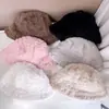Gorro de Pescador Tejido de Felpa con Líneas Irregulares para Mujer, Invierno, Versátil, Casual, Cálido, Gorro Tipo Cubeta, Gorro Cálido para Exteriores con Protección para los Oídos