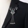 Novos acessórios de moda europeus e americanos transfronteiriços: Broche estilo étnico boêmio com aplicação de diamantes, broche elegante vintage com franjas