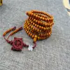 Suministro directo de fábrica imitación sándalo rojo lobulado nudo chino pulsera de cuentas para hombre y mujer pulsera de 108 cuentas de 6 mm