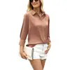 Blusa top feminina de cetim solta de manga longa, best-seller na Amazon europeia e americana, transfronteiriça