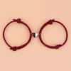 Pulsera Magnética de Hebilla Negra y Blanca en Forma de Corazón, Cuerda de Milán Trenzada, Pulsera Ajustable para Pareja o Mejor Amiga, Moda y Tendencia