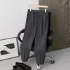 Pantalones de vestir cropped fluidos sin planchar para hombre, estilo coreano, que alargan la figura, corte recto slim fit, pantalones de traje de alta gama, pantalones casuales cónicos para hombre