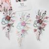 Pegatinas de Tela Bordadas con Cuentas Estereoscópicas Coloridas Forma de Flor Exquisita Decoración DIY Ropa vestido Vestido Bolsos