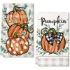 2026 Temu Popular Paño de Cocina de Otoño con Patrones de Calabaza, Hoja de Arce y Florales, Paño de Cocina Estilo Americano
