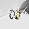 Moda Europeia e Americana Anel de Casal Zircônia Aço Inoxidável Anel Masculino Titânio Dourado