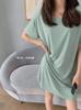 Saia Longa Fresca Bu Xiaojiu 2025 Verão Fina Casa Confortável Pijama Casual Cor Pura Vestido Externo para Mulheres