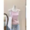 Tiro real~Nuevo top de tirantes de punto versátil de cuello redondo para mujer, verano 2026, corte ajustado y favorecedor 18673