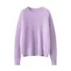 Suéter de punto royal cepillado 100% cachemira pura sin costuras, jersey de otoño/invierno, cuello redondo, top base de corte holgado para mujer