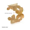 Moda Transfronteriza Estilo Europeo y Americano Joyería Chapada en Oro Real Pulsera de Acero Inoxidable Dorado Brazalete Hueco con Textura de Mariposa