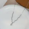 Galvanização em Ouro Real Corrente de Clavícula Exagerada Personalizada com Zircônia Feminina de Alta Qualidade Estilo Europeu e Americano Pingente de Gota d'Água Colar Exagerado Atacado