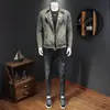 Ropa Pesada para Motocicleta Nueva para Hombre Chaqueta de Mezclilla Gris Desgastada Ropa para Motocicleta Marca de Moda Chaqueta de Gama Alta Ropa de Trabajo Superior