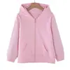 Jaqueta Cardigan com Capuz Nova para Meninos e Meninas Primavera e Outono Blusa de Moletom Lisa Fina de Manga Longa Camisa com Zíper Jaqueta Esportiva Infantil