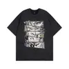 Camiseta para Hombre One Piece Dibujos Animados Calle Alta Americana Retro Lavada Manga Corta Camiseta Ropa Y2K para Mujer Top