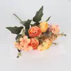 6 cabeças ameixa chá Cabo de botão Cacho de flores artificiais Casa Jardim Municipal Caixa de flores Escritório de vendas Decoração Arranjo de flores Flor artificial Atacado