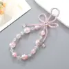 Nova Corrente Dupla de Coração para Pendurar no Pulso Corrente com Pingente de Estrela de Cinco Pontas com Contas Chaveiro Pingente para Celular Feminino