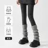 Leggings de compressão finas de algodão nuvem cinza para primavera e outono femininas, adequadas para usar como outer wear, meia-calça antiderrapante de outono e inverno
