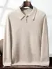 Otoño e Invierno Nuevo Punto de Siete Agujas Doble Hilo Engrosado Polo para Hombre Cachemira Tejido Color Sólido Business Casual Tejido Punto
