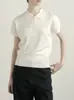 Polo Retro Blanco Tejido Manga Corta Top Verano Desplazamiento Casual Universitario Temperamento Camiseta Mujer