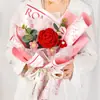 Bouquet Grande de Punto para el Día de la Madre Transfronterizo Flores Artificiales de Simulación Rosa Roja Flores de Lana Paquete de Materiales DIY Ceremonia de Acompañamiento