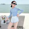 Conjunto de Bikini Nuevo 2026 para Niñas Tallas Mediana y Grande, Traje de Baño Dividido de Manga Larga con Protección Solar, Ropa de Baño para Niñas, Alto Valor Estético