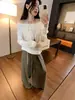 Suéter de punto para mujer sin hombros, top holgado de manga larga, estilo coreano casual, suéter versátil de color liso para ir al trabajo