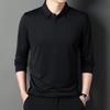 Manz Seda Primavera y Otoño Nuevo Básico Edad Media Delgado Camiseta de Manga Larga Color Puro Solapa Casual Jersey Top Base