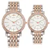 Reloj de Pareja Falso con Calendario y Bisel de Diamantes para Hombre Moda Casual Cuarzo Set de Relojes Dorados para Mujer Nueva Pareja Venta al por Mayor