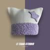 Gorro de lana con orejas de gato y estrella de cinco puntas estilo Yabi, estilo coreano, cálido, con protección para las orejas, tejido a la moda para invierno.