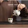Juego de Té de Cerámica Pintado a Mano de Manzano Llorón para Uso Doméstico Gongfu Gaiwan Tetera Tazas de Té Nuevo Estilo Chino Caja de Regalo de Lujo Ligero