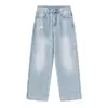 Jeans vintage estilo americano de calle, pantalones con vibra masculina, sencillos y modernos, con un diseño relajado, de pierna ancha, corte recto y largos