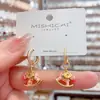 Moda Coreana Tendencia Rojo Festivo Aceite Goteando Caballo del Zodiaco Hebilla de Oreja Diseño de Nicho Popular Pendientes para el Día a Día Pendientes Versátiles