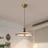 Lámpara Colgante Inteligente Estilo Crema Francesa para Restaurante, Forma de OVNI Japonesa Creativa con Brazo Oscilante Espectro Completo Protección Ocular Luz para Comedor