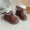 Botas Martin Femininas para Outono e Inverno, Antiderrapantes, Fofas, Forradas com Lã, Botas Curtas Quentes, Sapatos de Princesa para Meninas, Botas de Couro com Solado Macio