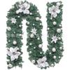 Decoración Navideña de Ratán 2.7m Adornos para Colgar en la Puerta Decoraciones para el Árbol de Navidad Set de Corona Dorada y Roja Iluminación LED
