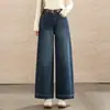 Jeans retos da moda e simples para mulheres, calças cropped de cintura alta slim fit, calças de perna larga soltas e com bom caimento, novidade outono 2026