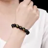 Pulsera de Obsidiana Negro Dorado para Mujer, Año del Caballo Zodiacal, Tres Signos Zodiacales, Pulseras de los Doce Zodiacos, Pulseras de Cuentas Budistas para Hombre al por Mayor