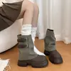 Elegantes botines cortos para mujer, nuevo modelo otoño 2026, botas de motocicleta con plataforma de aumento de altura, botas de moda negras, botines para mujeres menudas