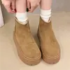 Botas Martin Versáteis e da Moda com Aumento de Altura Forradas de Lã 2025 Inverno Novo Plataforma Salto Grosso Botas de Cano Curto Femininas Fosco Pequenas